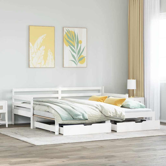 Letto Estraibile con Cassetti senza Materasso Bianco 90x190 cm