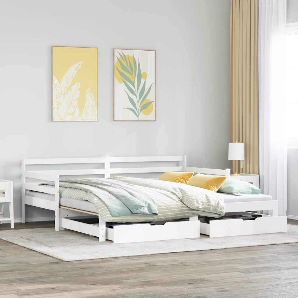 Letto Estraibile con Cassetti senza Materasso Bianco 90x190 cm 3302176