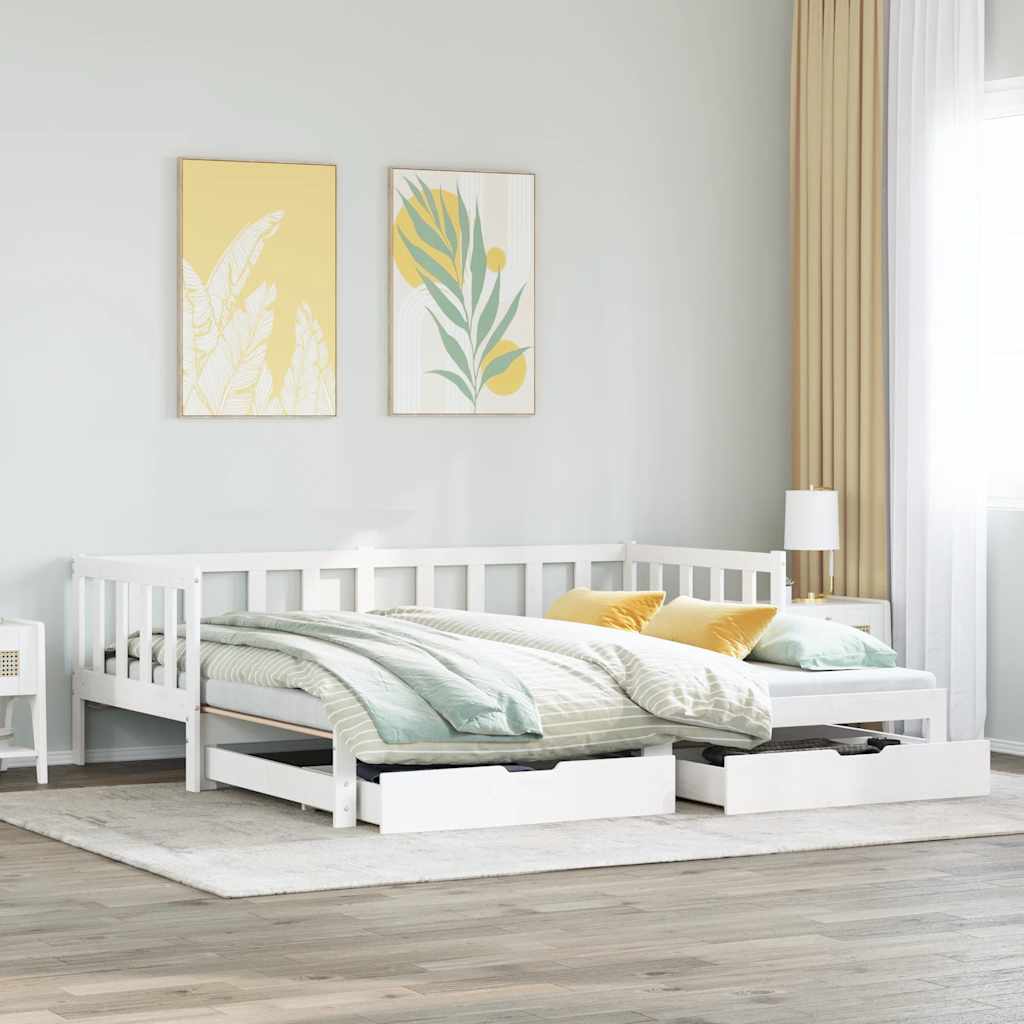 Letto Estraibile con Cassetti senza Materasso Bianco 90x200 cm 3302188