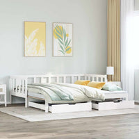 Letto Estraibile con Cassetti senza Materasso Bianco 90x200 cm 3302190