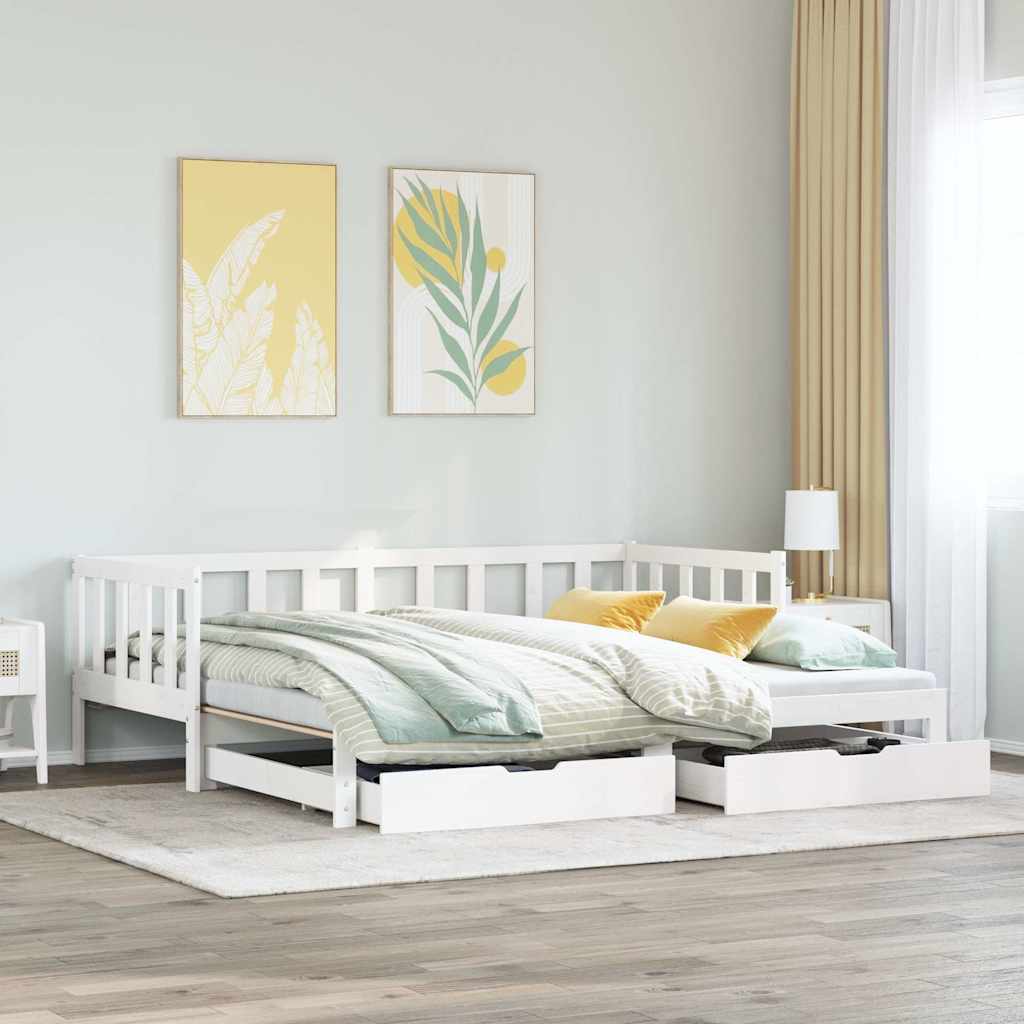 vidaXL Letto Estraibile con Cassetti senza Materasso Bianco 90x200 cm