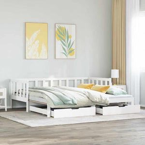 vidaXL Letto Estraibile con Cassetti senza Materasso Bianco 80x200 cm