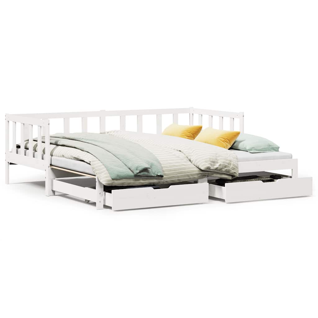 Letto Estraibile con Cassetti senza Materasso Bianco 90x190 cm 3302194