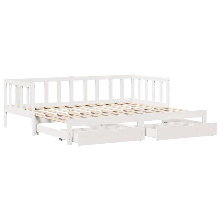 Letto Estraibile con Cassetti senza Materasso Bianco 90x190 cm