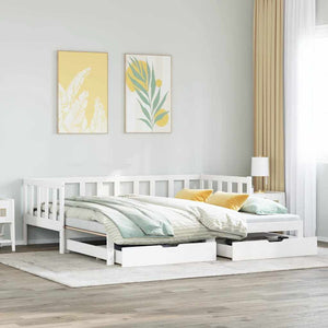 Letto Estraibile con Cassetti senza Materasso Bianco 90x190 cm 3302194