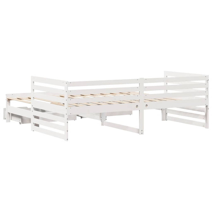 Dormeuse con Cassetti Bianco 90x200 cm Legno Massello di Pino
