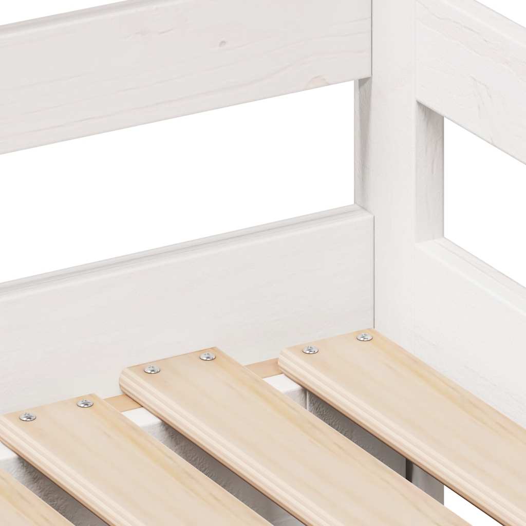 Dormeuse con Cassetti Bianco 90x200 cm Legno Massello di Pino