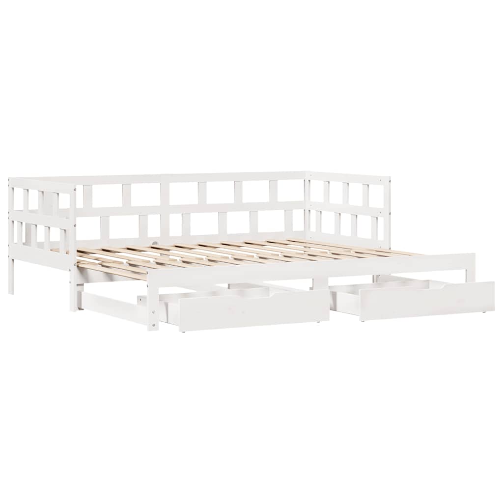 vidaXL Letto Estraibile con Cassetti senza Materasso Bianco 90x200 cm