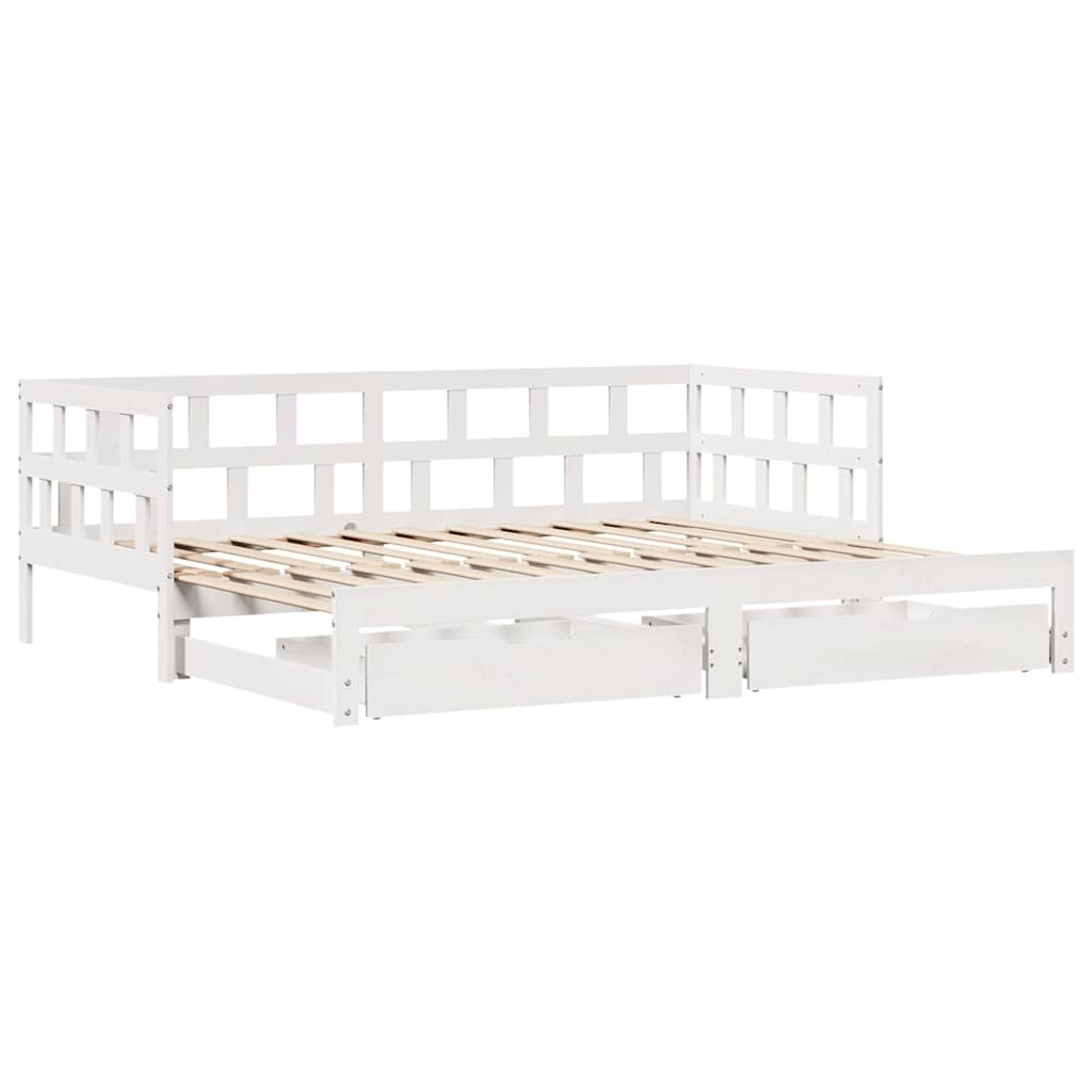 Letto Estraibile con Cassetti senza Materasso Bianco 80x200 cm