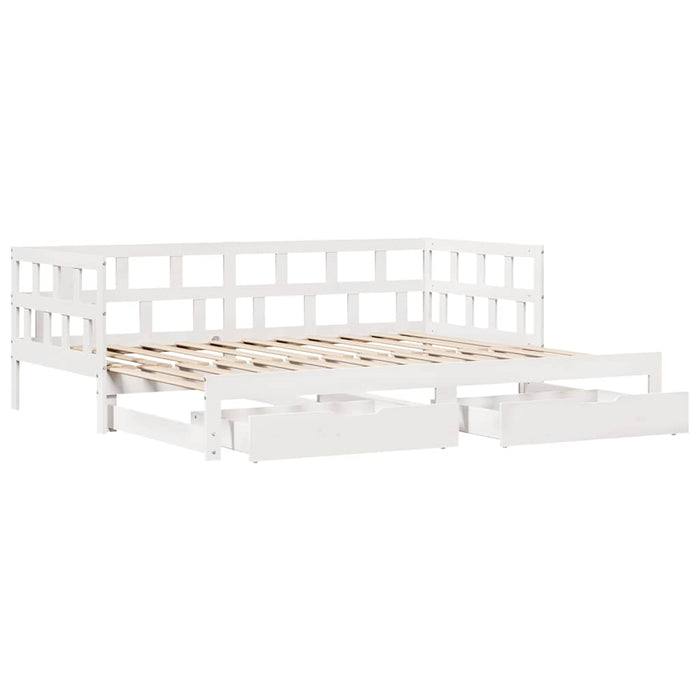 Letto Estraibile con Cassetti senza Materasso Bianco 80x200 cm