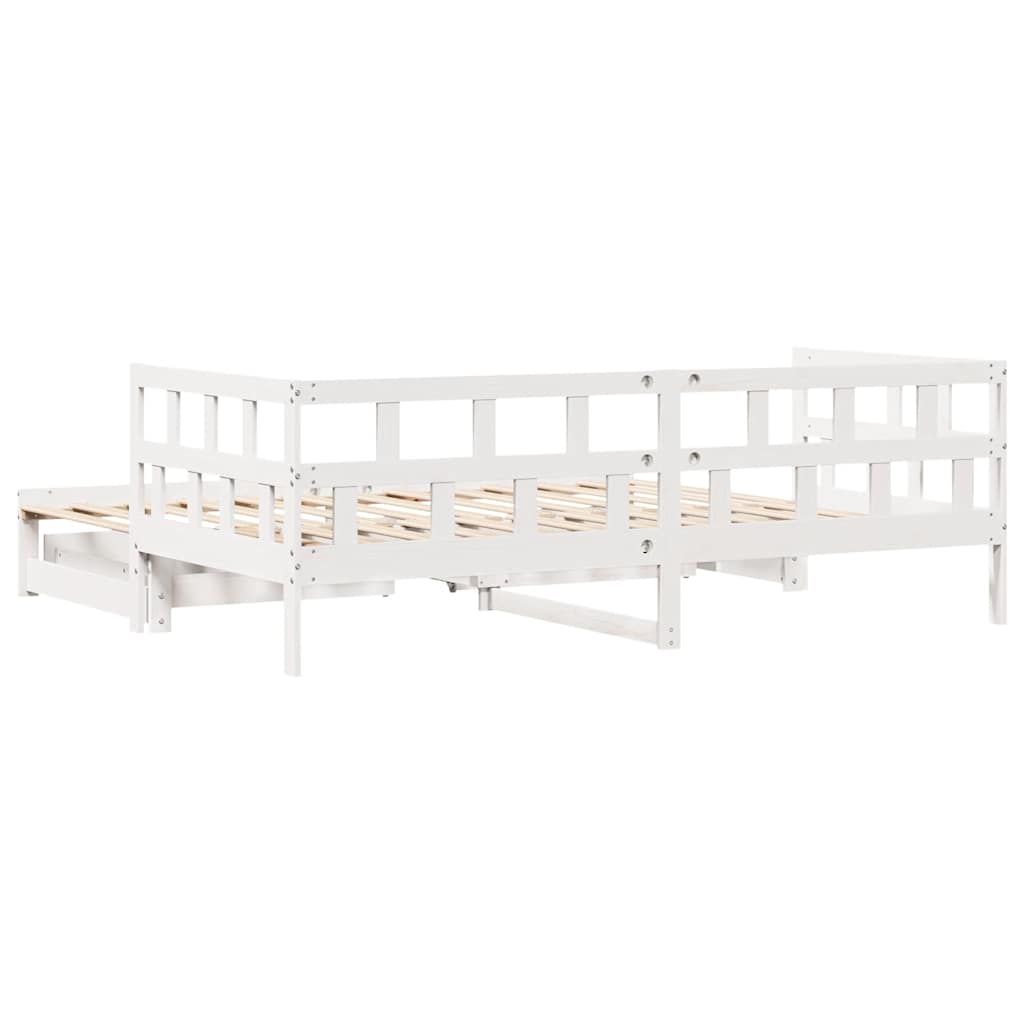 Letto Estraibile con Cassetti senza Materasso Bianco 80x200 cm