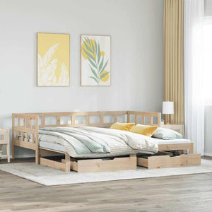 Divano Letto Estraibile con Cassetti senza Materasso 90x200 cm