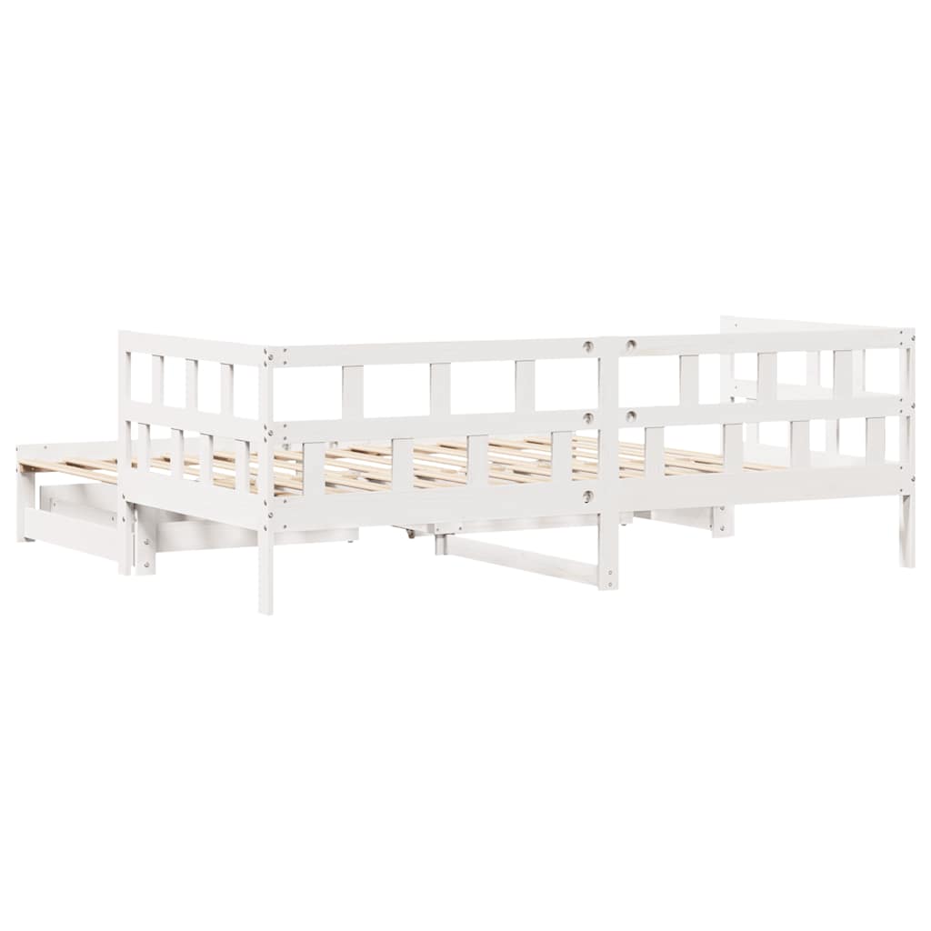 Letto Estraibile con Cassetti senza Materasso Bianco 90x190 cm