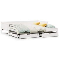 Letto Estraibile con Cassetti senza Materasso Bianco 80x200 cm