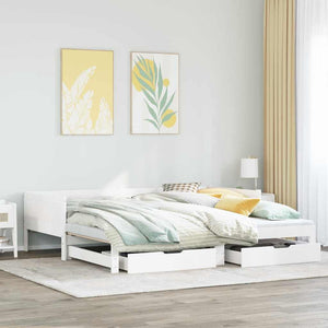 vidaXL Letto Estraibile con Cassetti senza Materasso Bianco 80x200 cm