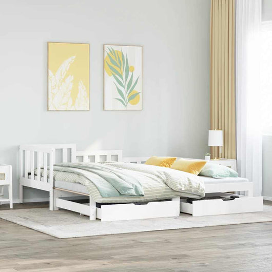 Letto Estraibile con Cassetti senza Materasso Bianco 80x200 cm 3302220