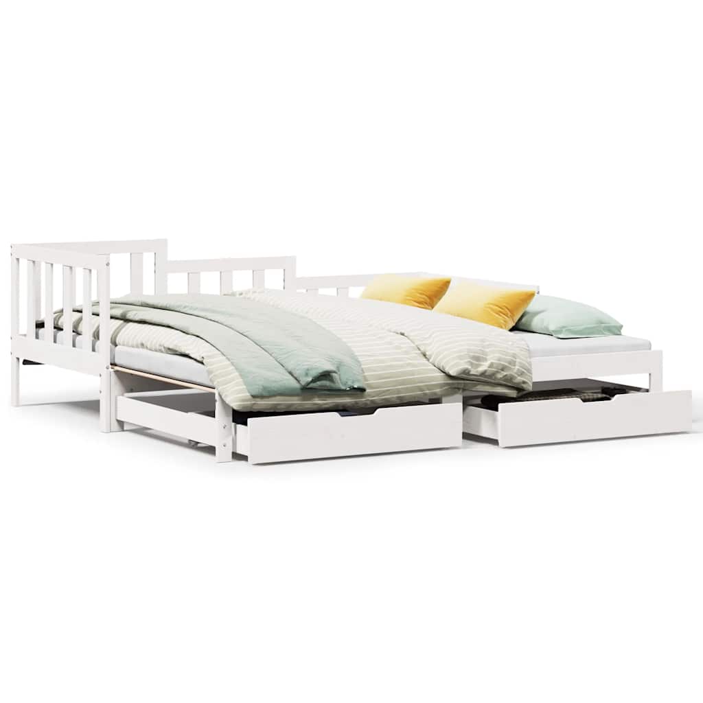 vidaXL Letto Estraibile con Cassetti senza Materasso Bianco 90x200 cm