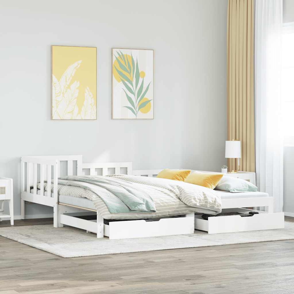 vidaXL Letto Estraibile con Cassetti senza Materasso Bianco 90x200 cm