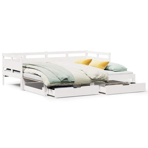 vidaXL Letto Estraibile con Cassetti senza Materasso Bianco 80x200 cm