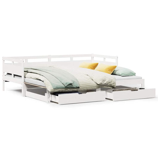 vidaXL Letto Estraibile con Cassetti senza Materasso Bianco 80x200 cm