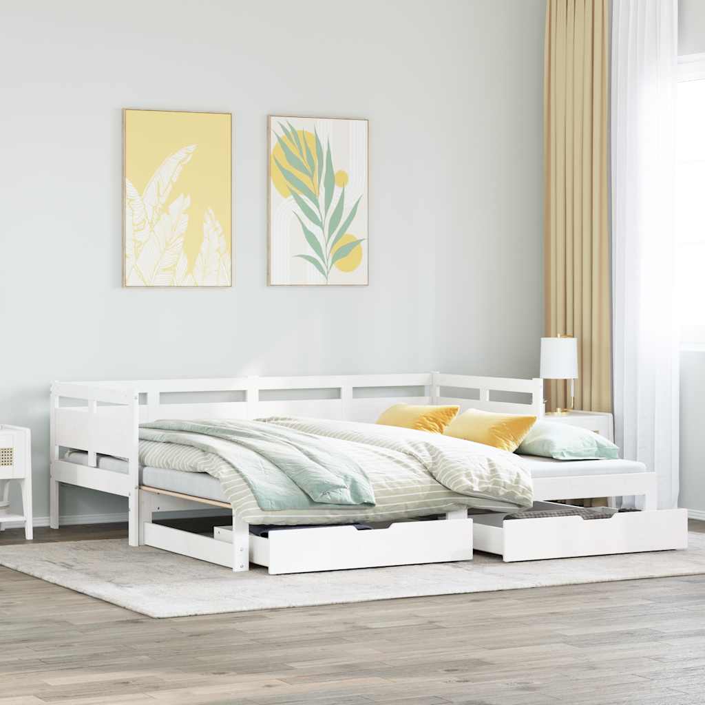 Letto Estraibile con Cassetti senza Materasso Bianco 80x200 cm 3302234