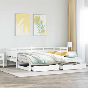 Letto Estraibile con Cassetti senza Materasso Bianco 80x200 cm 3302234