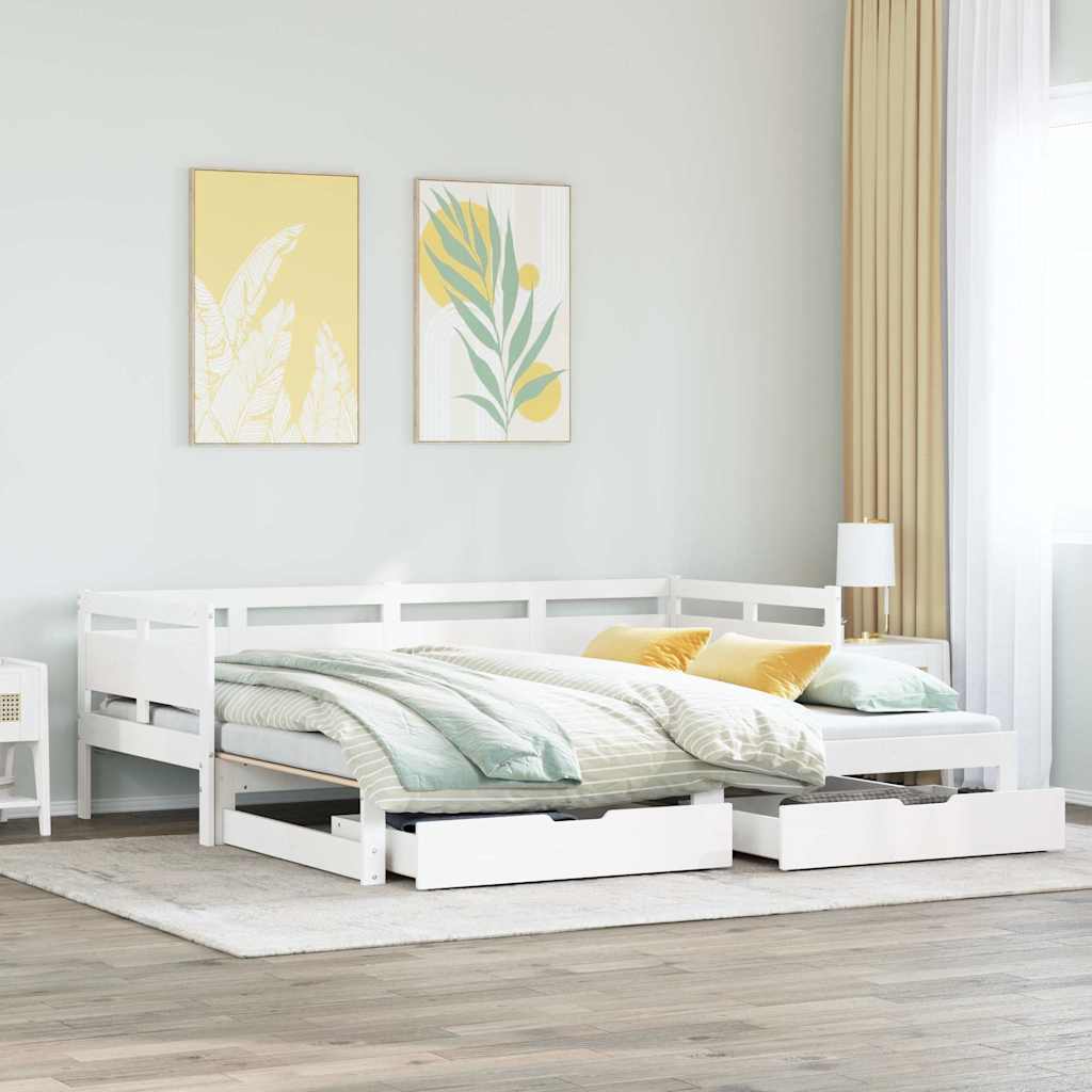 Letto Estraibile con Cassetti senza Materasso Bianco 90x190 cm 3302236