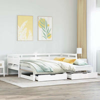 vidaXL Letto Estraibile con Cassetti senza Materasso Bianco 90x190 cm