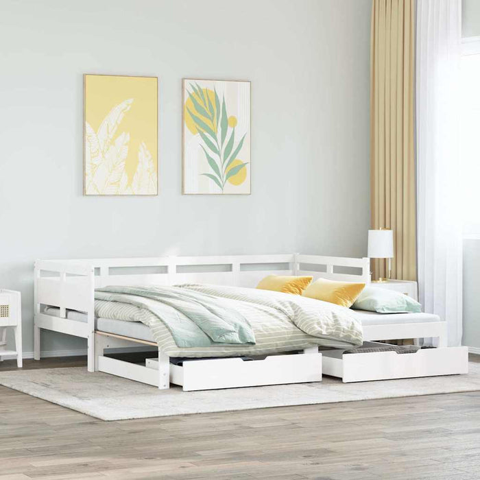 vidaXL Letto Estraibile con Cassetti senza Materasso Bianco 90x190 cm