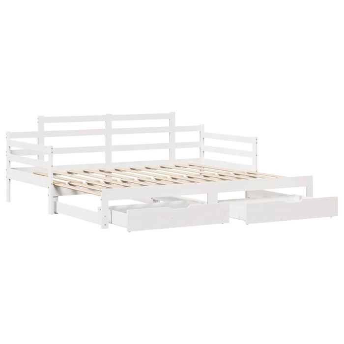 Letto Estraibile con Cassetti senza Materasso Bianco 90x200 cm