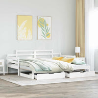 Letto Estraibile con Cassetti senza Materasso Bianco 90x200 cm