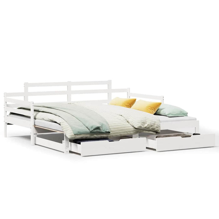 vidaXL Letto Estraibile con Cassetti senza Materasso Bianco 80x200 cm