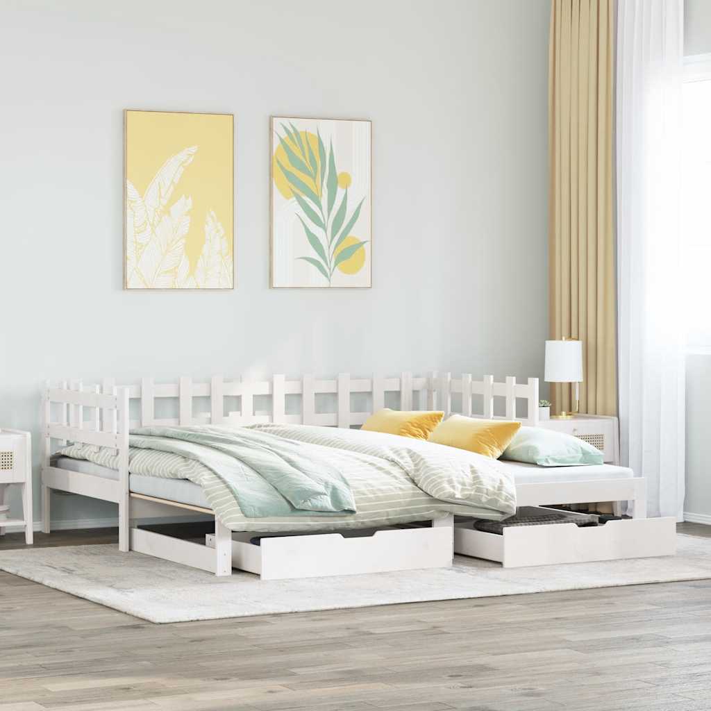 Letto Estraibile con Cassetti senza Materasso Bianco 80x200 cm 3302244