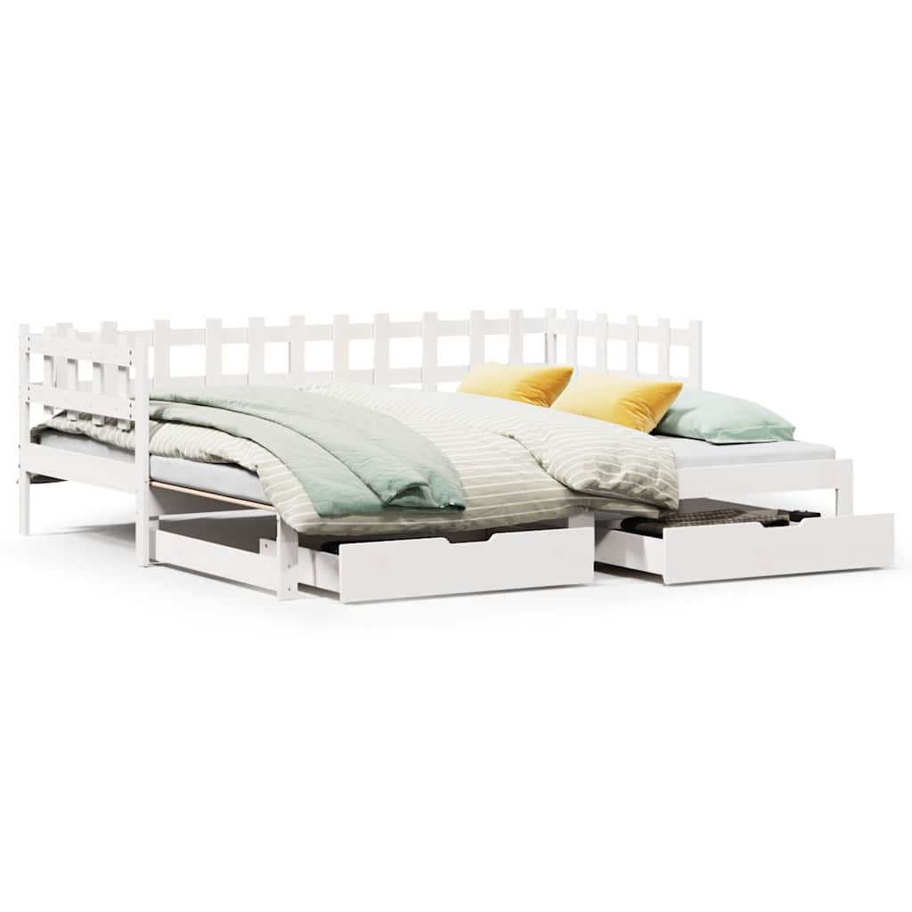 Letto Estraibile con Cassetti senza Materasso Bianco 80x200 cm 3302250