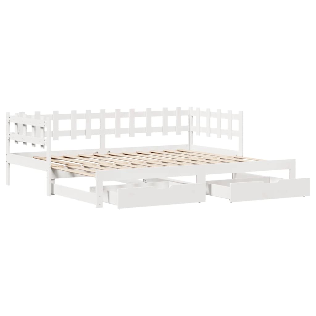 Letto Estraibile con Cassetti senza Materasso Bianco 80x200 cm