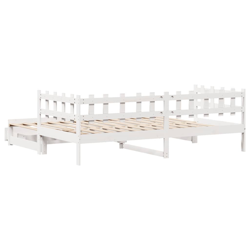 Letto Estraibile con Cassetti senza Materasso Bianco 80x200 cm