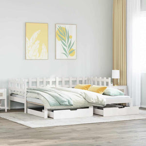 Letto Estraibile con Cassetti senza Materasso Bianco 80x200 cm 3302250