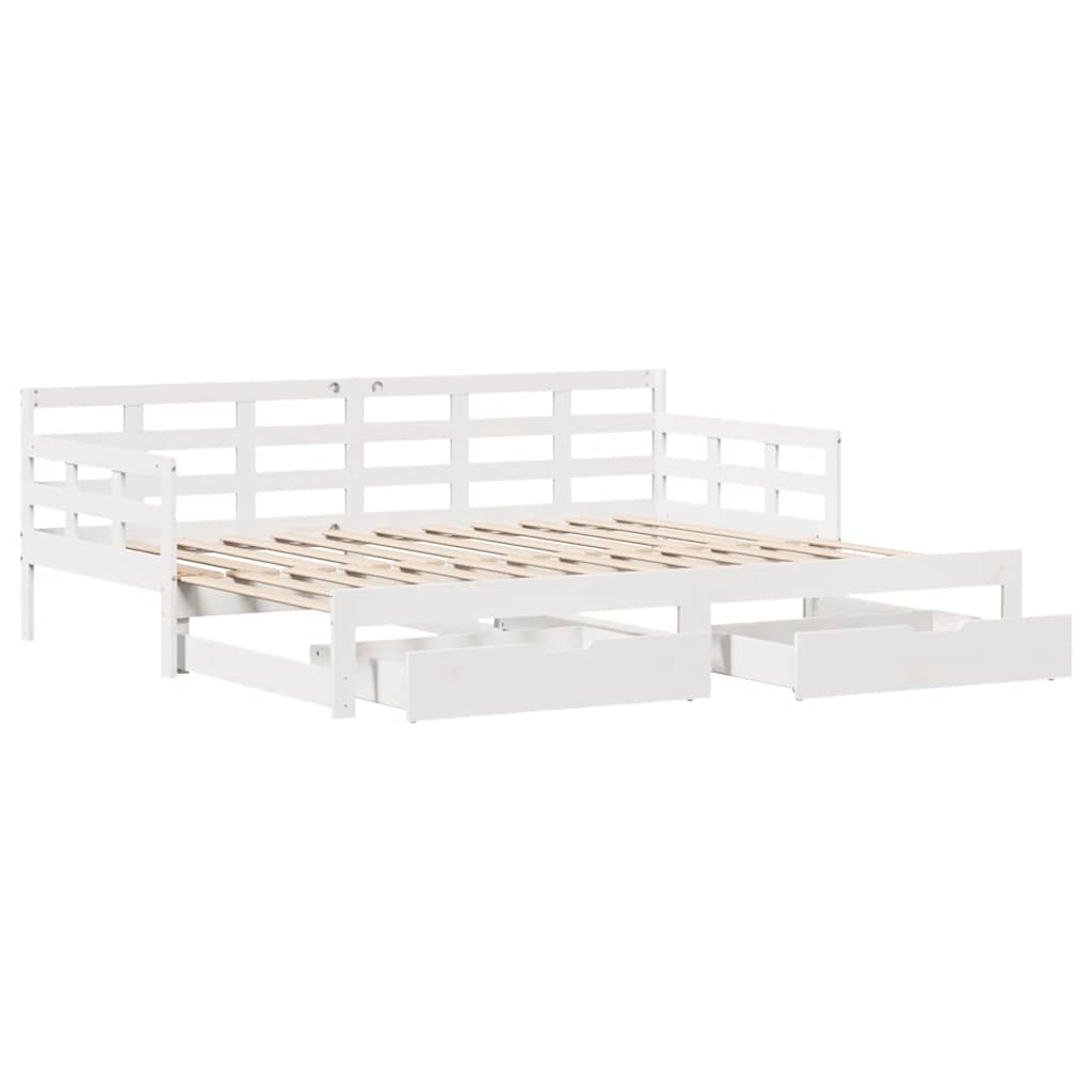 Letto Estraibile con Cassetti senza Materasso Bianco 80x200 cm