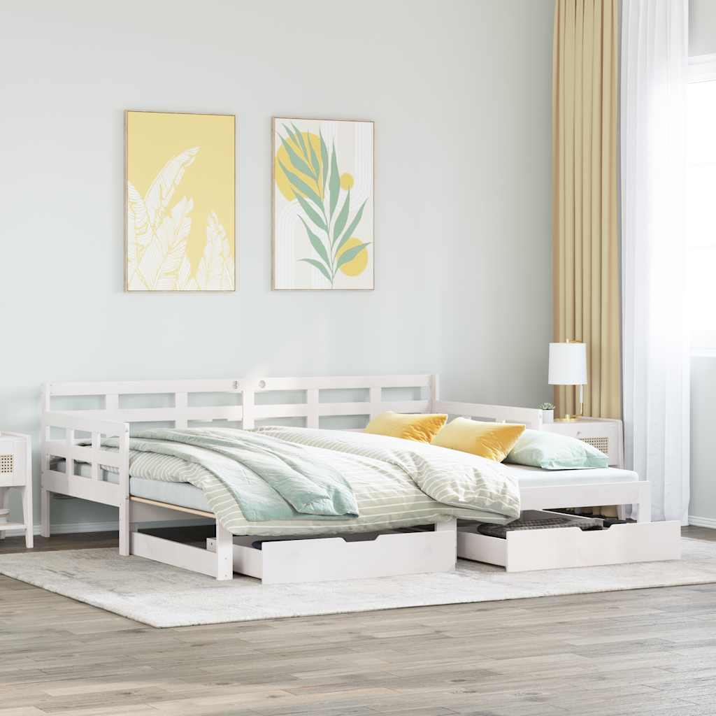 Letto Estraibile con Cassetti senza Materasso Bianco 80x200 cm 3302258