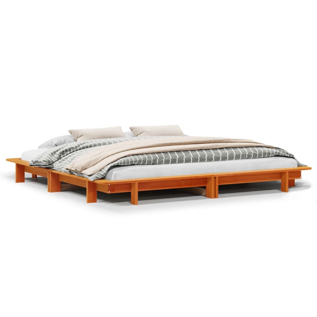 Letto senza Materasso Marrone Cera 200x200 cm in Legno di Pino 3302263