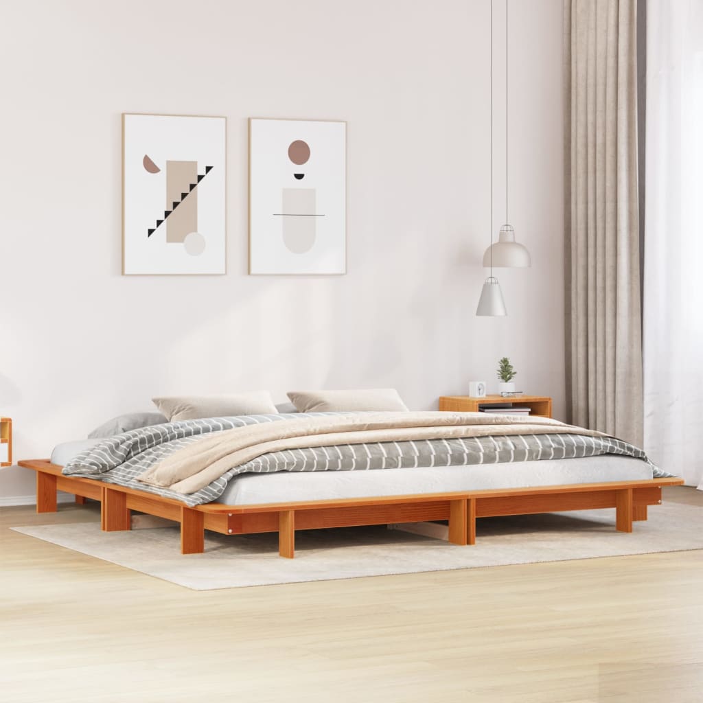 Letto senza Materasso Marrone Cera 200x200 cm in Legno di Pino 3302263