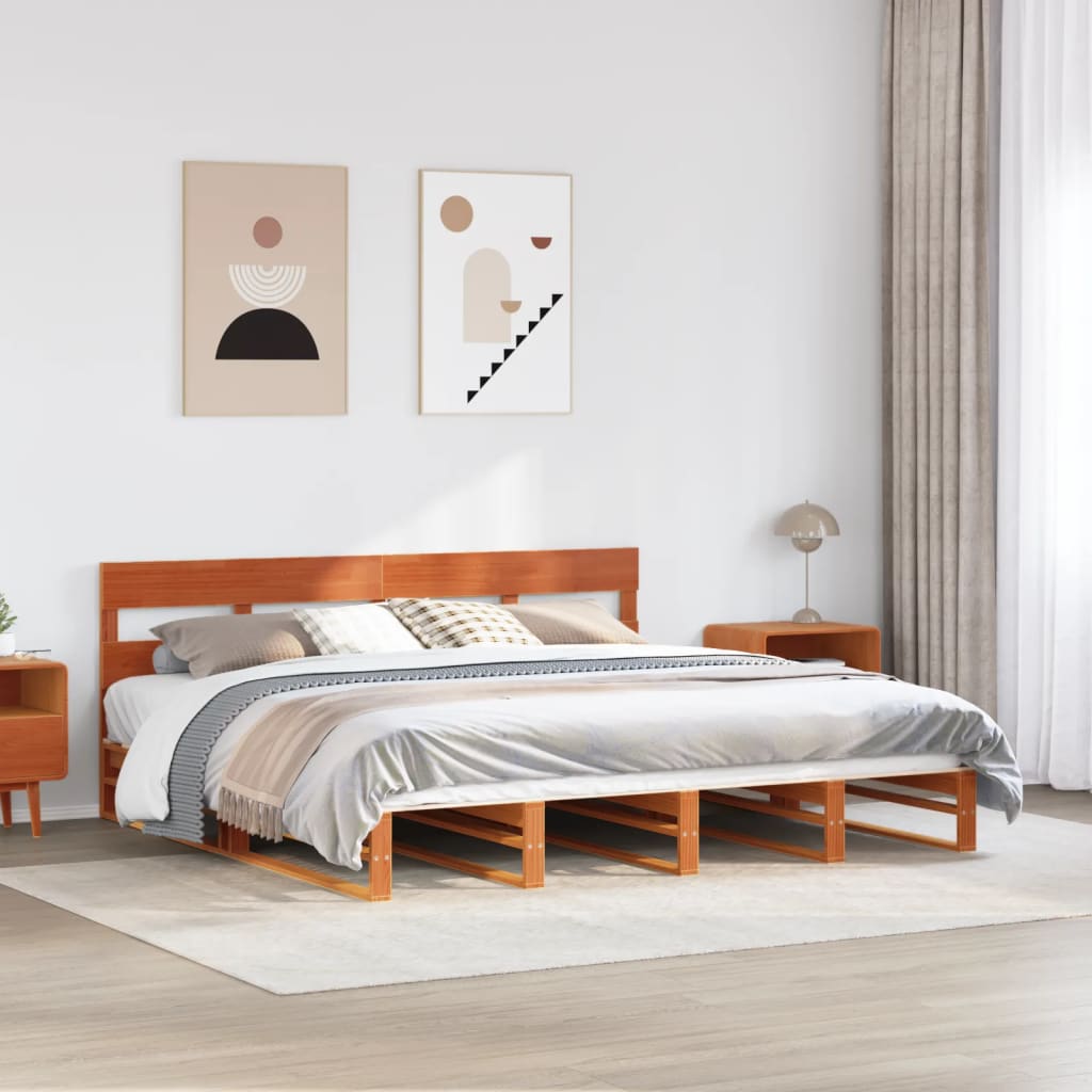 Letto senza Materasso Marrone Cera 180x200 cm in Legno di Pino 3302305