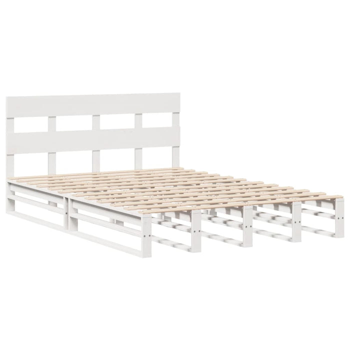 Letto senza Materasso Bianco 135x190 cm Legno Massello di Pino 3302313