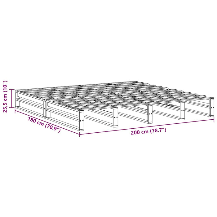 Letto senza Materasso Bianco 180x200 cm Legno Massello di Pino 3302319