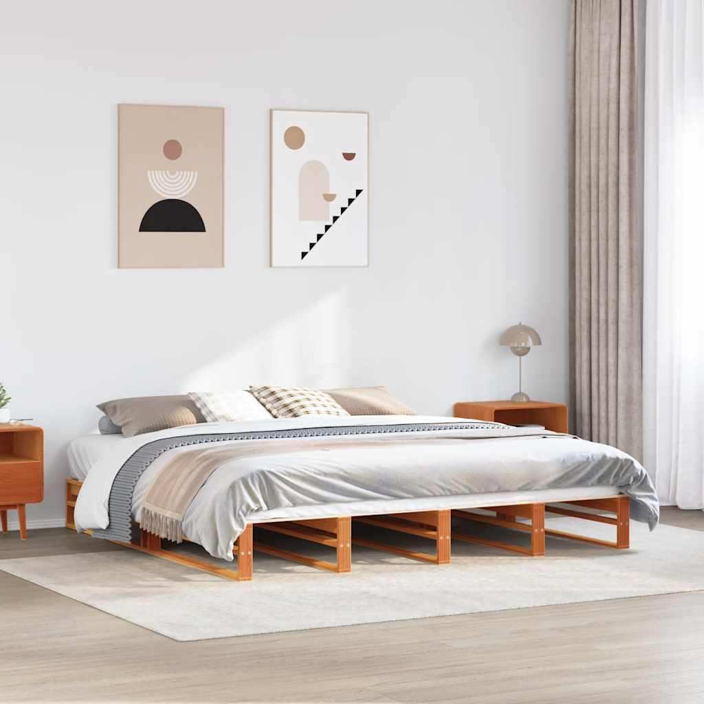 Letto senza Materasso Marrone Cera 180x200 cm in Legno di Pino 3302320