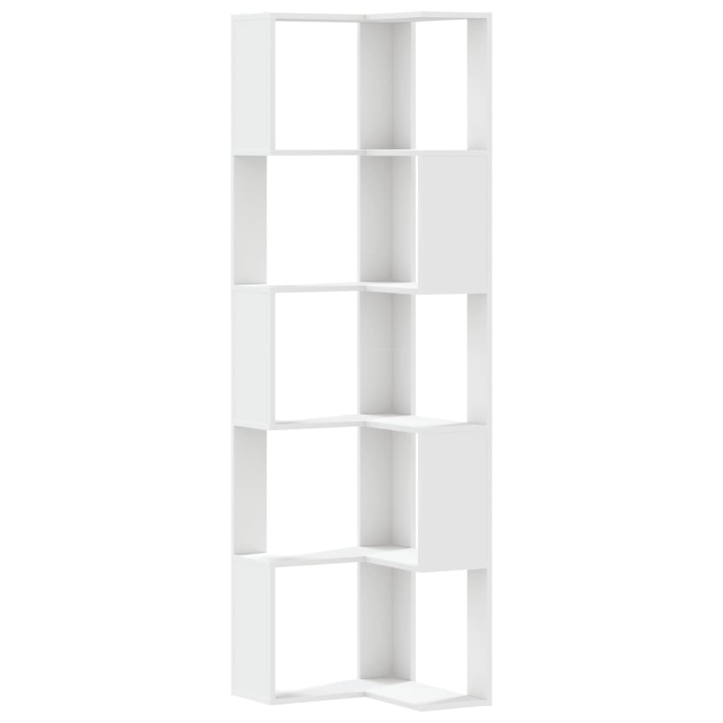 Libreria Angolare 5Ripiani Bianca 50x50x179cm Legno Multistrato 852582