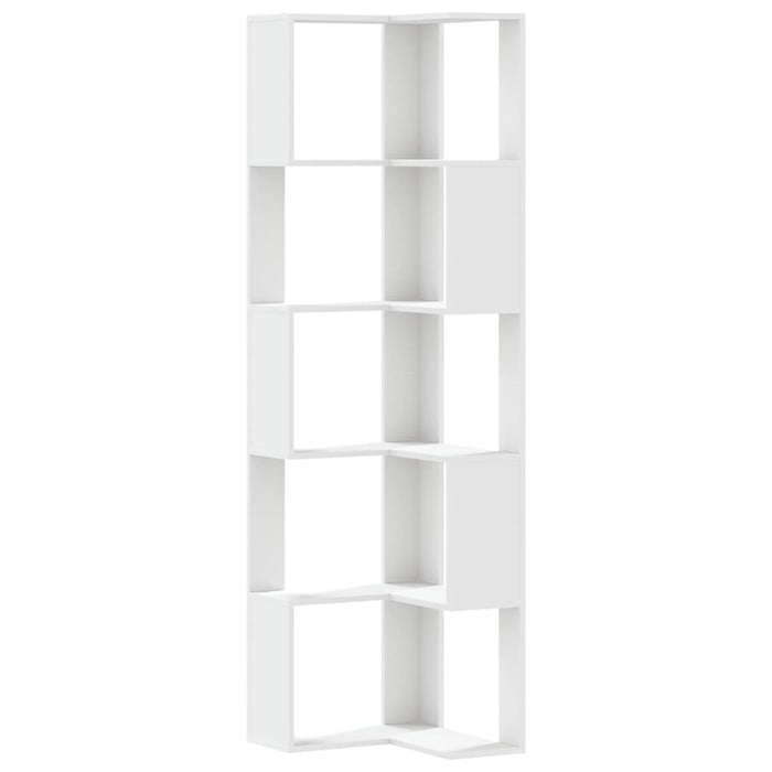 Libreria Angolare 5Ripiani Bianca 50x50x179cm Legno Multistrato 852582