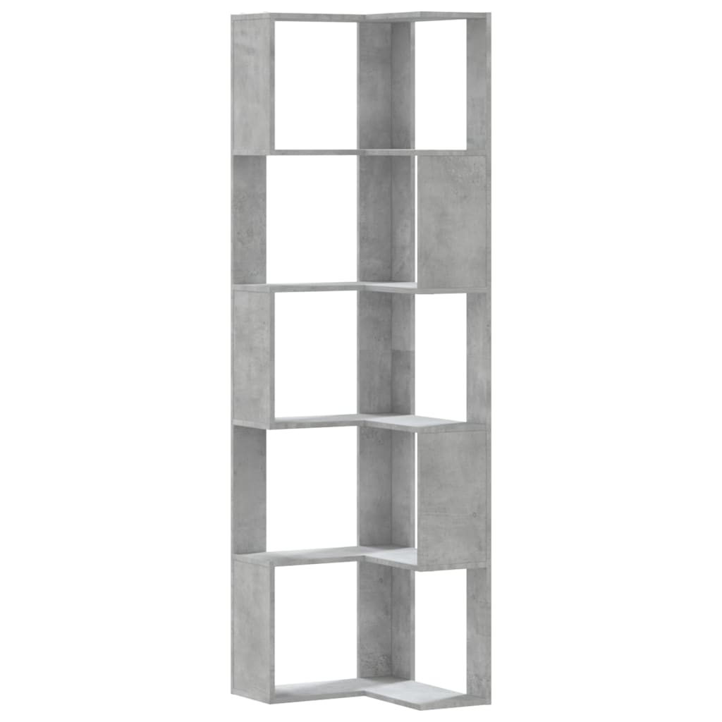 Libreria Angolare 5Ripiani Grigio Cemento 50x50x179 cm Legno 852585