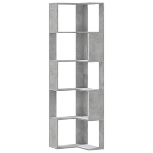 Libreria Angolare 5Ripiani Grigio Cemento 50x50x179 cm Legno 852585