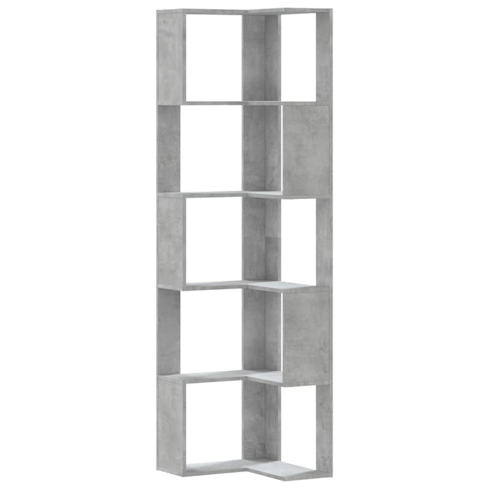 Libreria Angolare 5Ripiani Grigio Cemento 50x50x179 cm Legno 852585